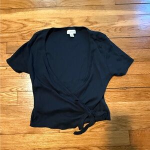 Topshop Black Wrap Crop Top
